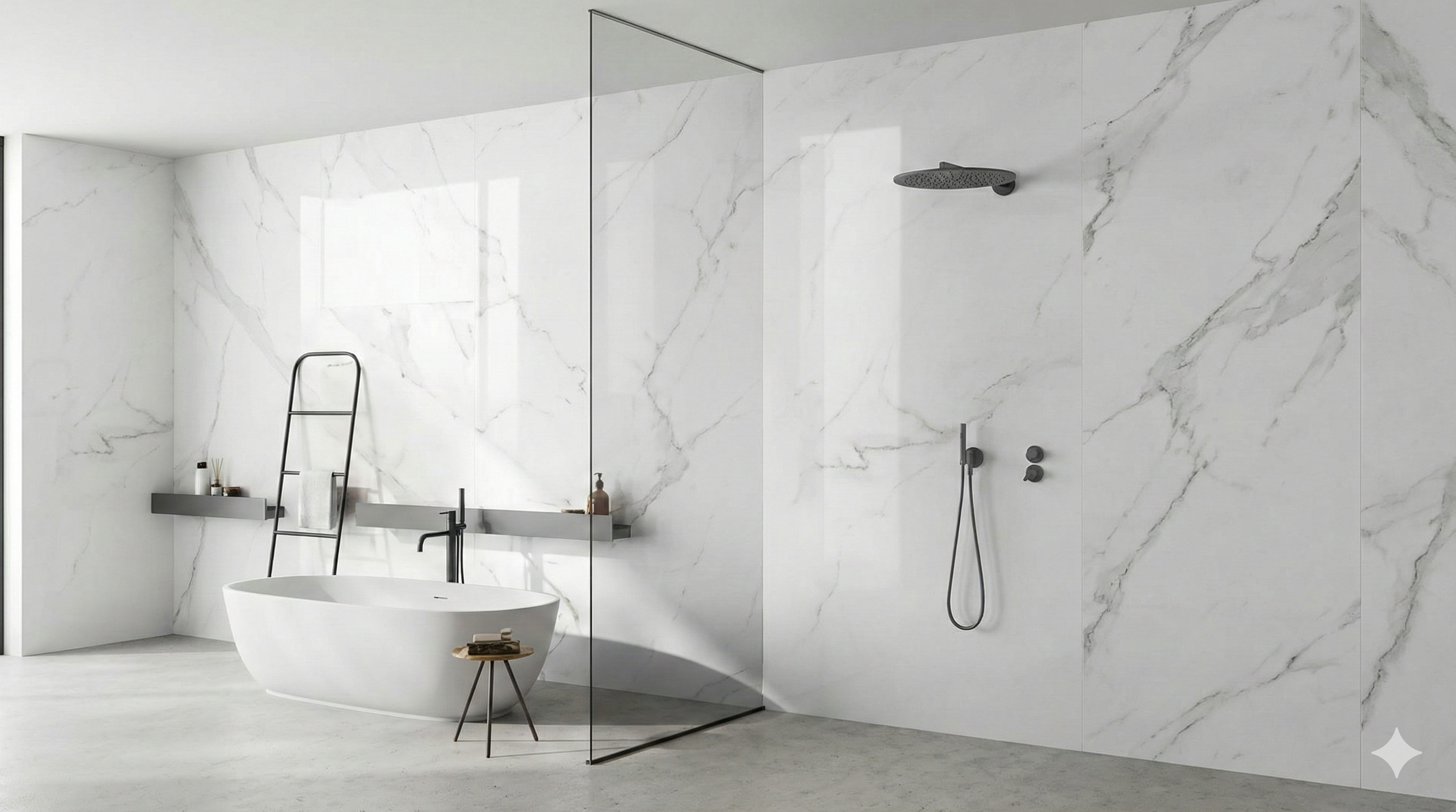 Salle de bain moderne avec dalles murales